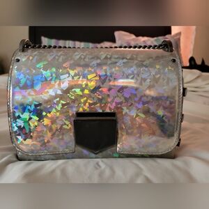Jimmy Choo Holographic Silver Lockett Shoulder Bag